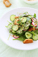  summer salad with radish and croutons