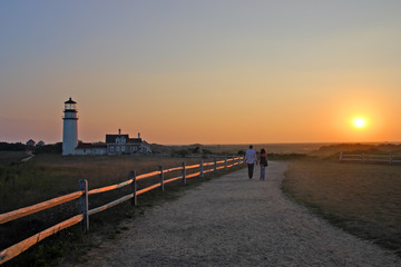 Obraz premium Race Point Light is a historic lighthouse on Cape Cod, Massachusetts..
