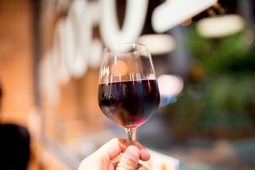a glass of red wine