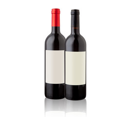 Wine bottles isolated on white