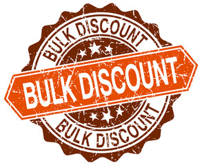 bulk discount orange round grunge stamp on white