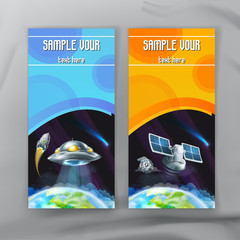 Set of space flyers, brochure template, vector design © Natis