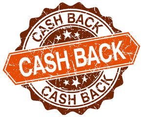 cash back orange round grunge stamp on white