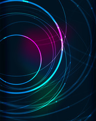 Glowing circle in dark space