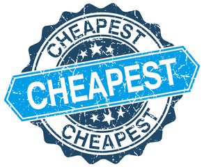 cheapest blue round grunge stamp on white