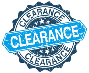 clearance blue round grunge stamp on white