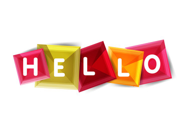 Hello word button banner or squares