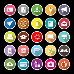 Contact connection flat icons with long shadow