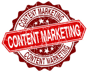 content marketing red round grunge stamp on white