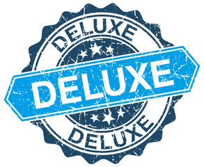 Fototapeta premium deluxe blue round grunge stamp on white