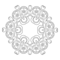 Ornament black white card with mandala.