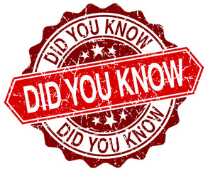 did you know red round grunge stamp on white