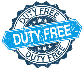 Fototapeta premium duty free blue round grunge stamp on white