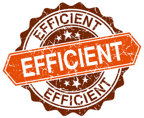 efficient orange round grunge stamp on white