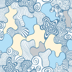 Vector seamless pattern with blue ornament.