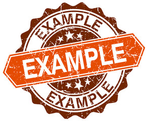 example orange round grunge stamp on white