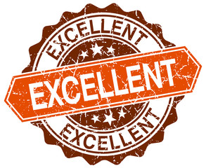 excellent orange round grunge stamp on white