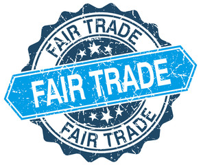 Fototapeta premium fair trade blue round grunge stamp on white