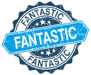 fantastic blue round grunge stamp on white