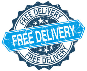 Fototapeta premium free delivery blue round grunge stamp on white