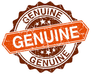 genuine orange round grunge stamp on white