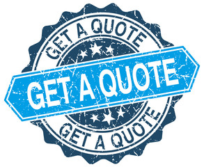 get a quote blue round grunge stamp on white