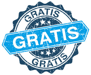 gratis blue round grunge stamp on white