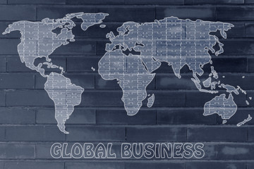 global business, jigsaw puzzle world map