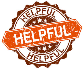 helpful orange round grunge stamp on white