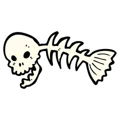 spooky skull fish bones cartoon