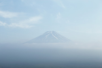 Fototapeta premium The Volcano Mountain inside many cloudy Blue sky around in the nice day