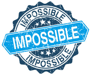 impossible blue round grunge stamp on white