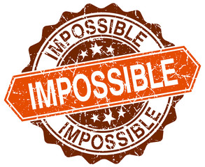 impossible orange round grunge stamp on white