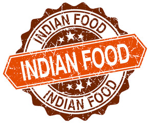 indian food orange round grunge stamp on white
