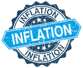 Obraz premium inflation blue round grunge stamp on white