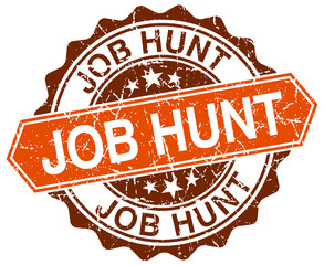 job hunt orange round grunge stamp on white