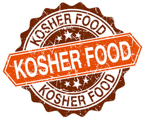 kosher food orange round grunge stamp on white