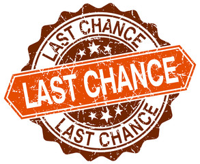 Obraz premium last chance orange round grunge stamp on white
