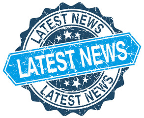 Fototapeta premium latest news blue round grunge stamp on white