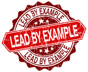 lead by example red round grunge stamp on white