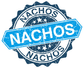 nachos blue round grunge stamp on white