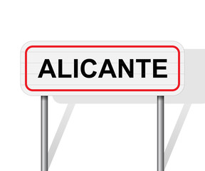 Welcome to Alicante Spain road sign vector