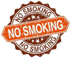 no smoking orange round grunge stamp on white