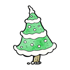 cartoon snowy christmas tree