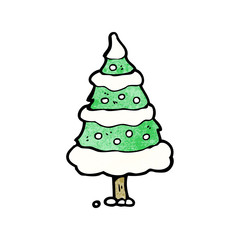 cartoon snowy christmas tree