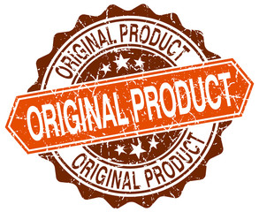 original product orange round grunge stamp on white