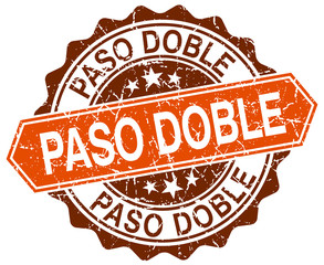 paso doble orange round grunge stamp on white