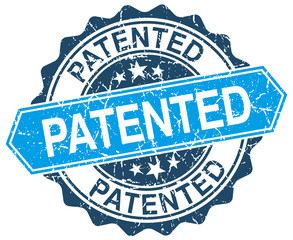 Fototapeta premium patented blue round grunge stamp on white