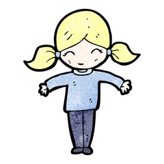 happy blond girl cartoon