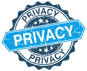 privacy blue round grunge stamp on white